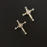 925 Silver Cross Pendant Necklace Zircon Flower Mini Jewelry