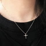 925 Silver Cross Pendant Necklace Zircon Flower Mini Jewelry