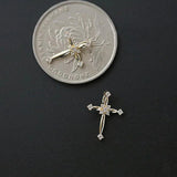 925 Silver Cross Pendant Necklace Zircon Flower Mini Jewelry
