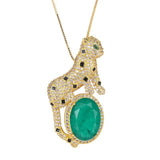 Leopard Necklace Retro Emerald Pendant Fashionable Charm Personality
