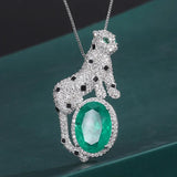 Leopard Necklace Retro Emerald Pendant Fashionable Charm Personality