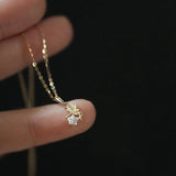 925 Silver Zircon Star Elves Pendant Necklace for Girls