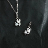 925 Silver Zircon Star Elves Pendant Necklace for Girls