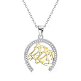 925 Sterling Silver Horse Head Necklace 18k Plated Jewelry