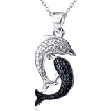 S925 Silver Double Dolphin Pendant Necklace for Women