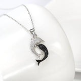 S925 Silver Double Dolphin Pendant Necklace for Women