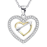 S925 Double Heart Necklace Silver Jewelry Wedding