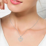 S925 Double Heart Necklace Silver Jewelry Wedding