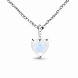 925 Silver Hexagon Crystal Moonstone Charm Necklace
