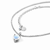 925 Silver Hexagon Crystal Moonstone Charm Necklace