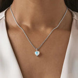 925 Silver Hexagon Crystal Moonstone Charm Necklace