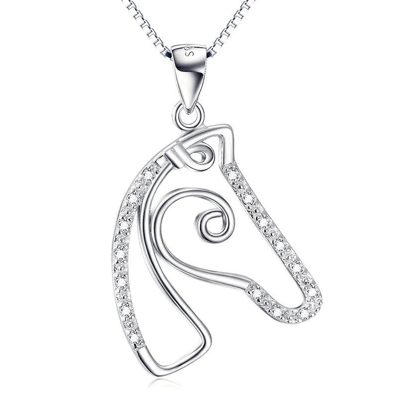 S925 Sterling Silver Horse Head Pendant Necklace