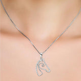 S925 Sterling Silver Horse Head Pendant Necklace