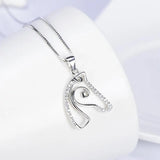 S925 Sterling Silver Horse Head Pendant Necklace