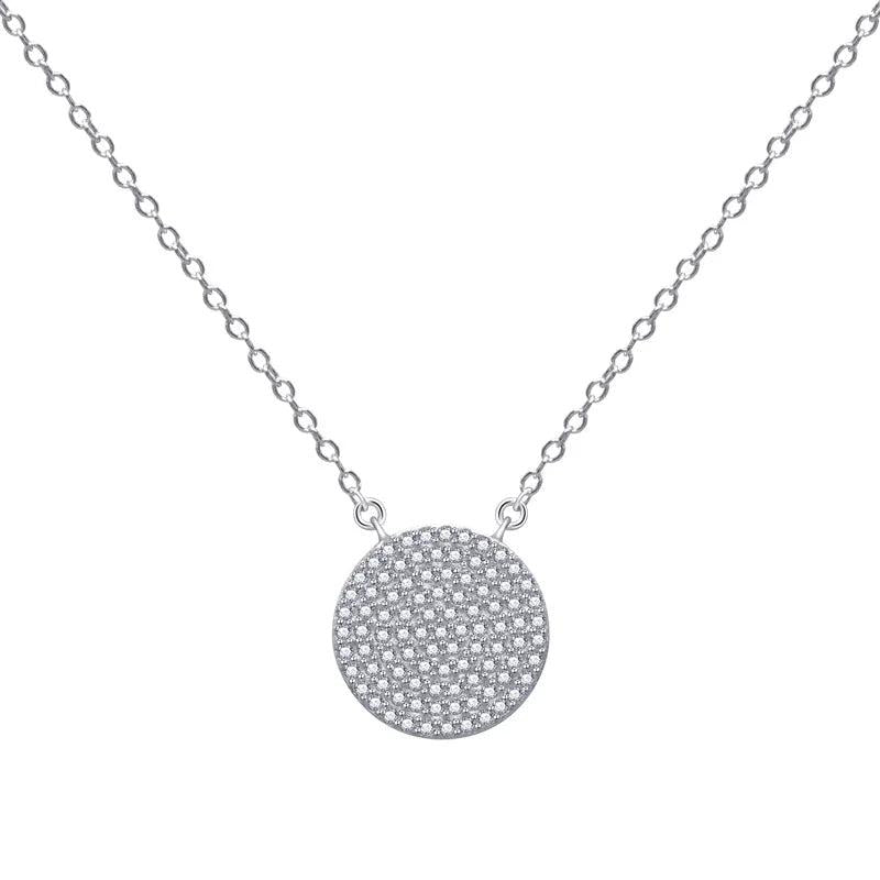S925 Sterling Silver Round Pendant French Necklace