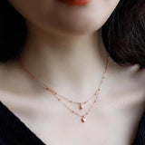 925 Silver Double Layer Star Heart Necklace Zircon Pendant