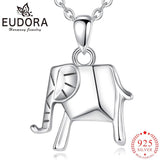 Eudora Elephant Necklace 925 Silver Origami Animal Pendant