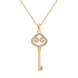 925 Sterling Silver Key Shape Collarbone Chain with Zircon
