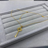 925 Sterling Silver Key Shape Collarbone Chain with Zircon