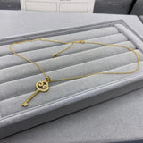 925 Sterling Silver Key Shape Collarbone Chain with Zircon