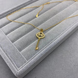 925 Sterling Silver Key Shape Collarbone Chain with Zircon