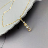 925 Silver Zircon Strip Necklace Retro Jewelry Collier