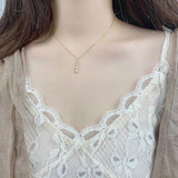925 Silver Zircon Strip Necklace Retro Jewelry Collier