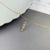 925 Silver Zircon Strip Necklace Retro Jewelry Collier