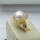 Adjustable South Sea Akoya Pearl Ring+Exquisite Box