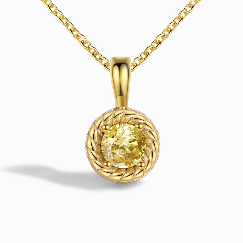 S925 Sterling Silver Round Pendant Necklace Gem