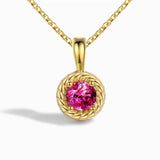 S925 Sterling Silver Round Pendant Necklace Gem