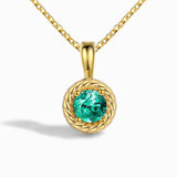 S925 Sterling Silver Round Pendant Necklace Gem