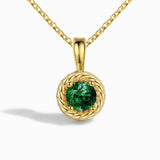 S925 Sterling Silver Round Pendant Necklace Gem