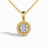 S925 Sterling Silver Round Pendant Necklace Gem