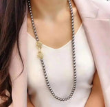 Gray Shell Pearl Necklace Zircon Accessories