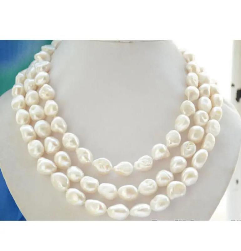Baroque Freshwater Pearl Necklace 3 Strand 15mm