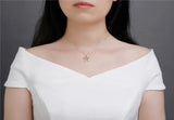 925s Silver Diamond Pendant Collarbone Chain Necklace