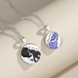 Sterling Silver Couple Pendant Necklaces Deer and Galaxy Jewelry