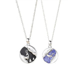Sterling Silver Couple Pendant Necklaces Deer and Galaxy Jewelry