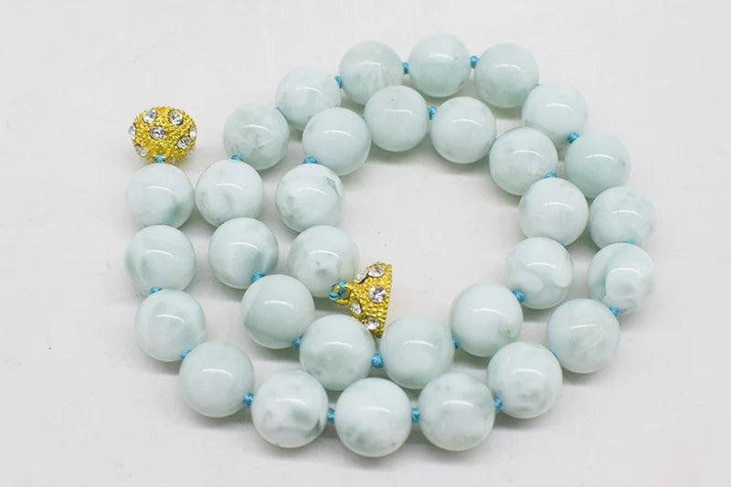Angel Larimar Necklace Round Beads for Women