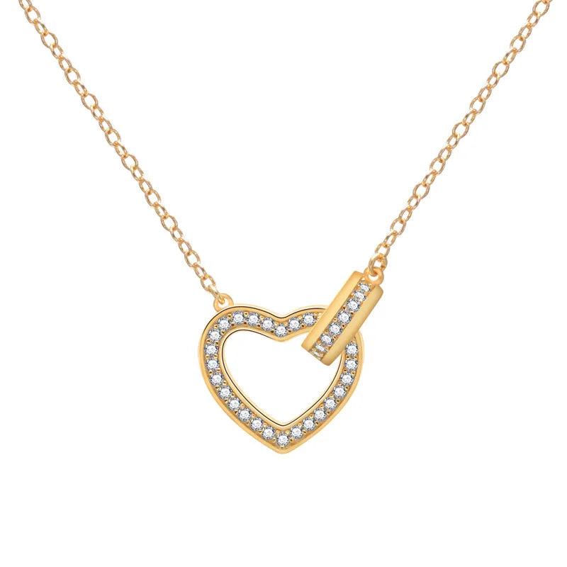 S925 Sterling Silver Love Clavicle Chain Star Printed Golden Woman