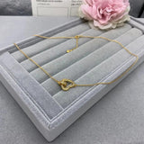 S925 Sterling Silver Love Clavicle Chain Star Printed Golden Woman