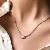 S925 Devil's Eye Opal Pendant Rose Necklace - Opal