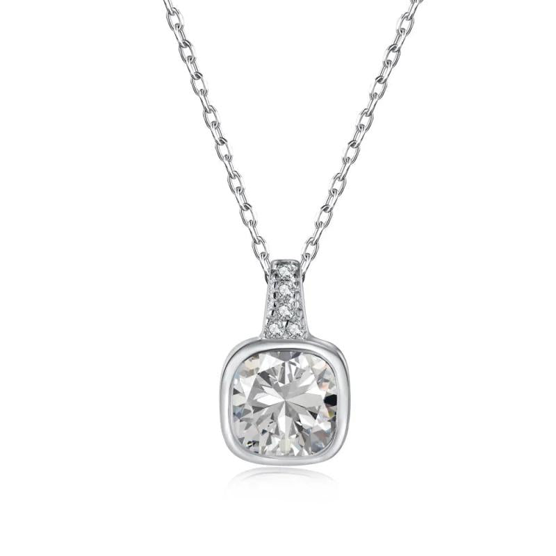 925 Silver 6*6MM Ruby Gemstone Pendant Necklace