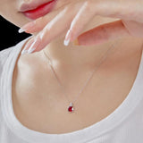 925 Silver 6*6MM Ruby Gemstone Pendant Necklace