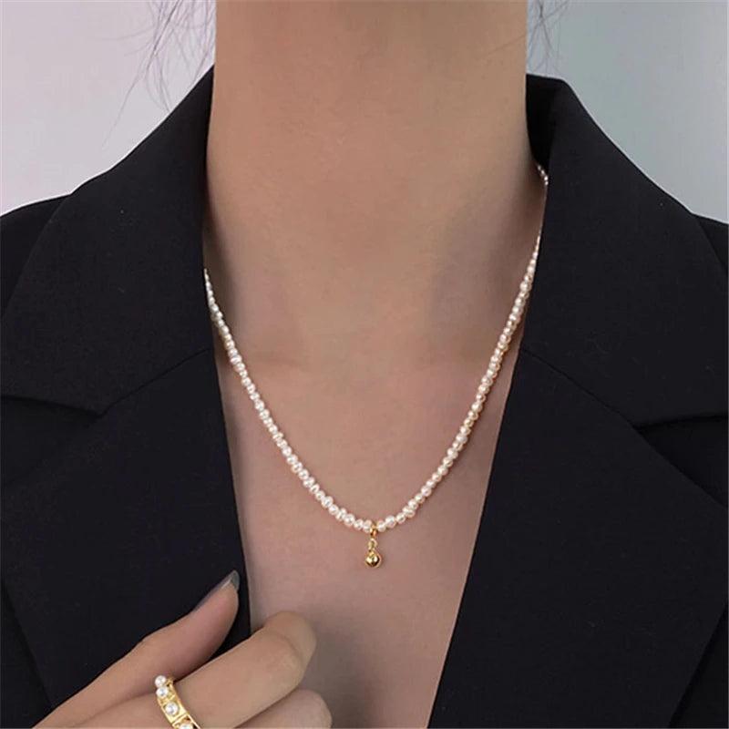 925 Silver Necklace Freshwater Pearls Jewelry Vintage Chocker Kolye