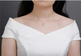 Sterling Silver Love Diamond Pendant Collarbone Chain Necklace