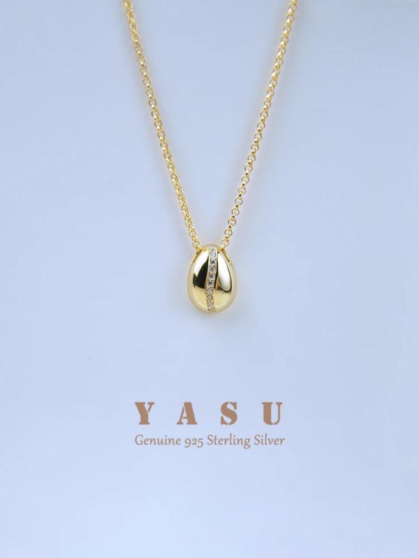 Yasu 925 Silver Coffee Bean Pendant Women Necklace Clavicle Chain Fine Jewelry