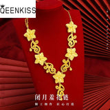 NC5336 Flower Leaves 24KT Necklace for Bride, Anniversary, Party Gift