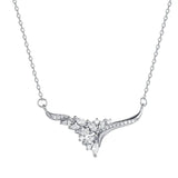 925S Silver Leaf Flower Diamond Pendant Necklace